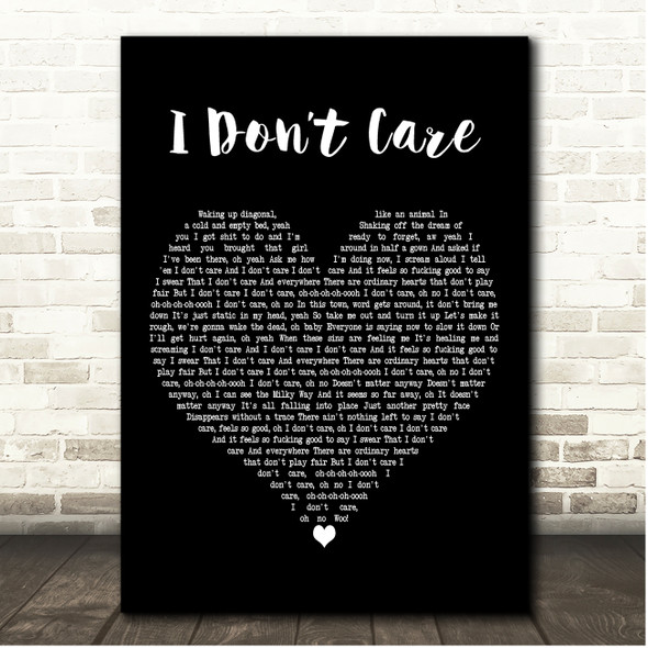 Cheryl I Dont Care Black Heart Song Lyric Print