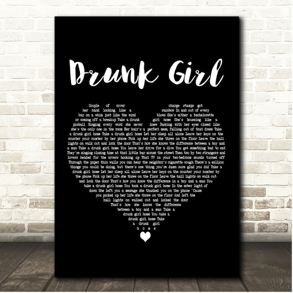 Chris Janson Drunk Girl Black Heart Song Lyric Print