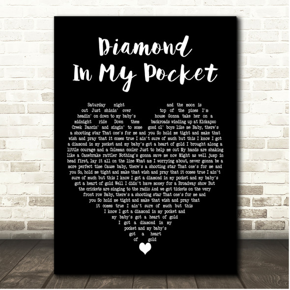 Cody Johnson Diamond In My Pocket Black Heart Song Lyric Print