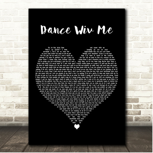 Dizzie Rascal Dance Wiv Me Black Heart Song Lyric Print
