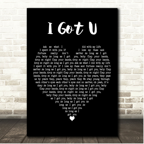 Duke Dumont ft. Jax Jones I Got U Black Heart Song Lyric Print