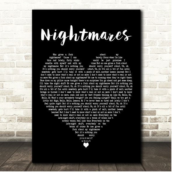 easy life Nightmares Black Heart Song Lyric Print