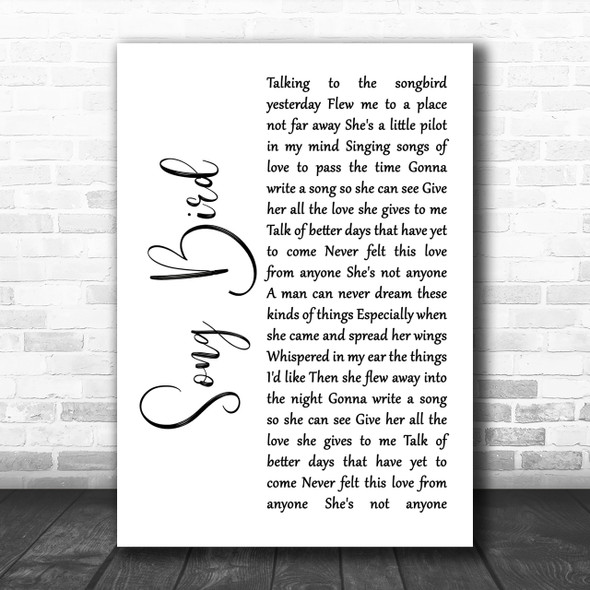 Oasis Song Bird White Script Song Lyric Music Wall Art Print