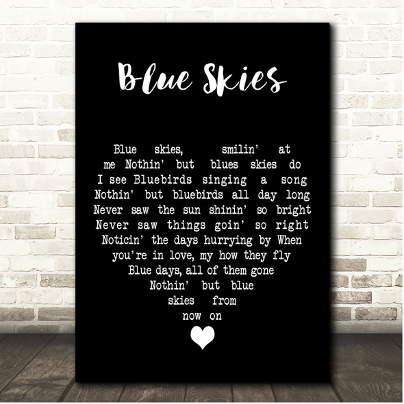 Frank Sinatra Blue Skies Black Heart Song Lyric Print