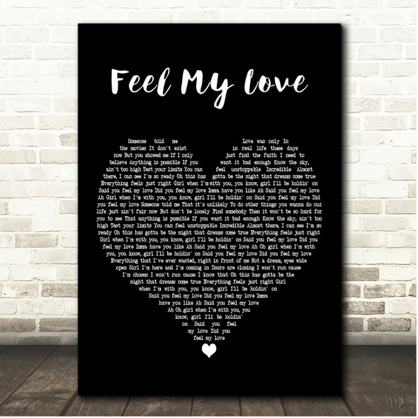 Glenn Travis Feel My Love Black Heart Song Lyric Print