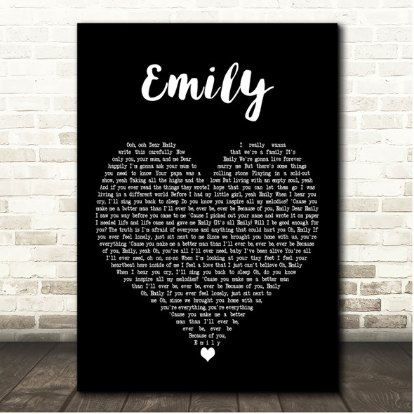 James Arthur Emily Black Heart Song Lyric Print