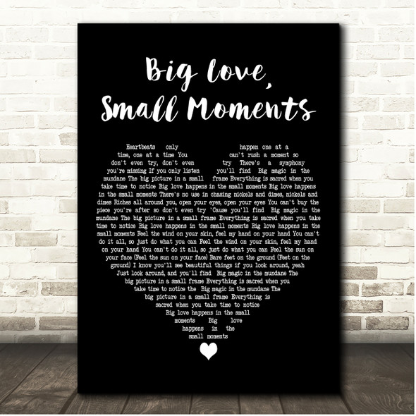 JJ Heller Big Love, Small Moments Black Heart Song Lyric Print