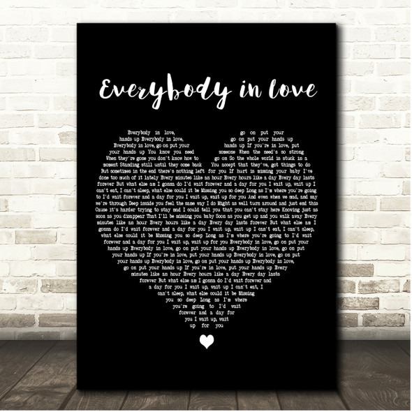 JLS Everybody in Love Black Heart Song Lyric Print