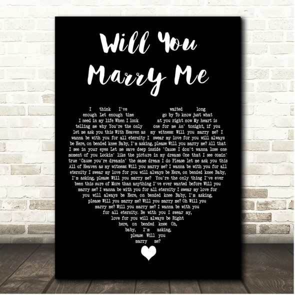 John Berry Will You Marry Me Black Heart Song Lyric Print