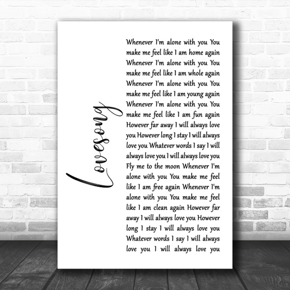 The Cure Lovesong White Script Song Lyric Music Wall Art Print