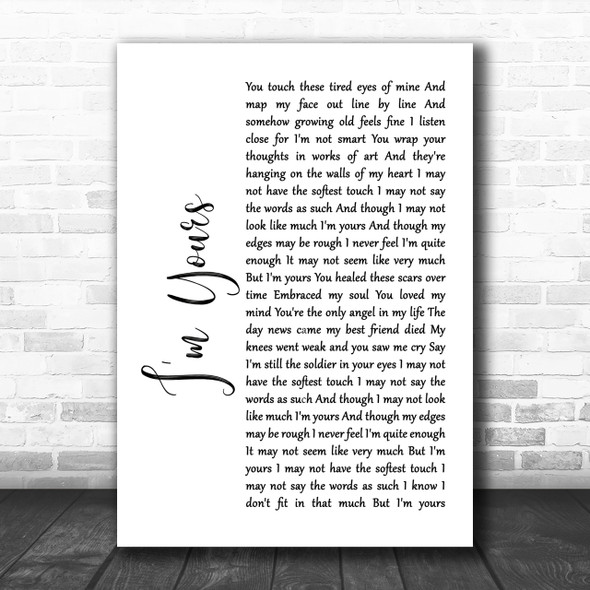 The Script I'm Yours White Script Song Lyric Music Wall Art Print