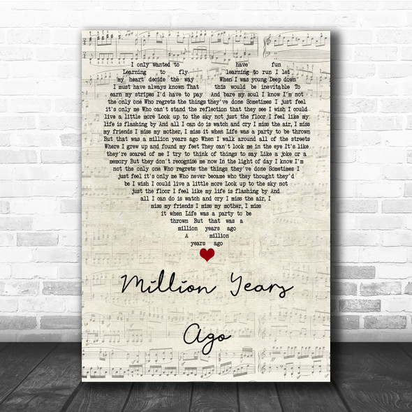 Adele Million Years Ago Script Heart Quote Song Lyric Print