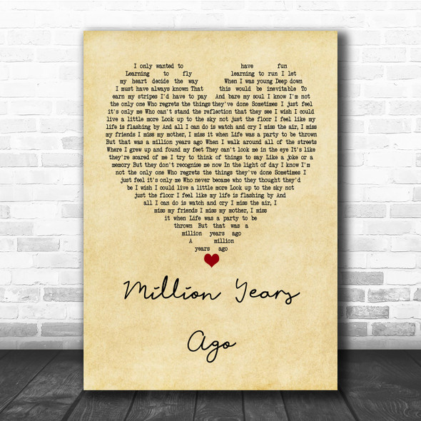Adele Million Years Ago Vintage Heart Quote Song Lyric Print