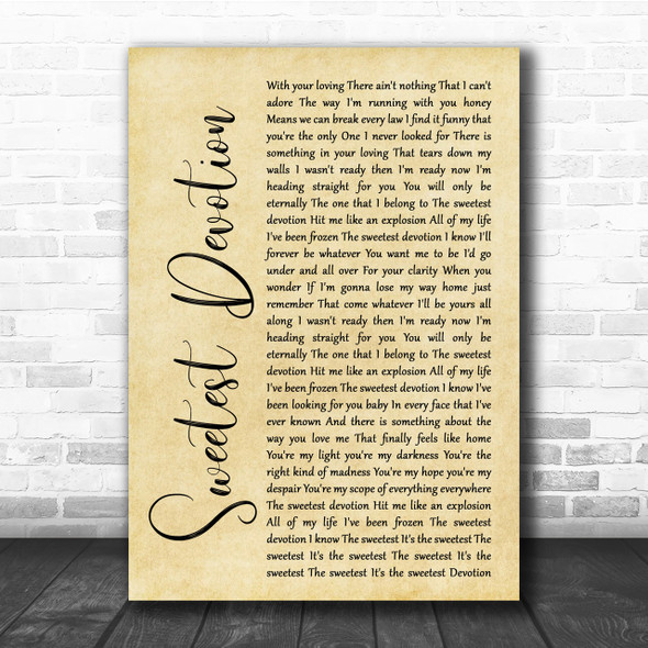 Adele Sweetest Devotion Rustic Script Song Lyric Quote Print