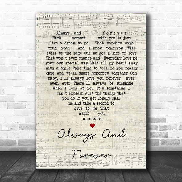 Always And Forever Luther Vandross Script Heart Song Lyric Quote Print