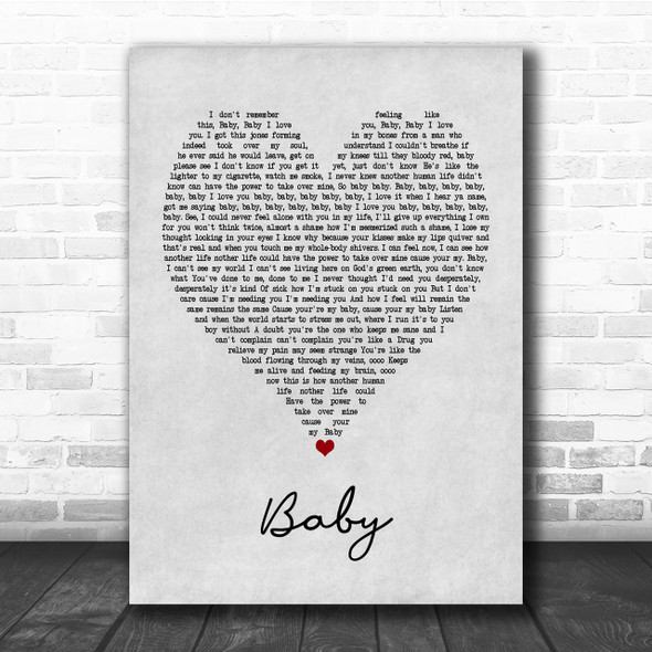 Ashanti Baby Grey Heart Quote Song Lyric Print