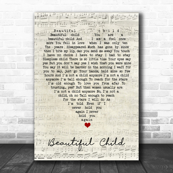 Beautiful Child Fleetwood Mac Script Heart Quote Song Lyric Print