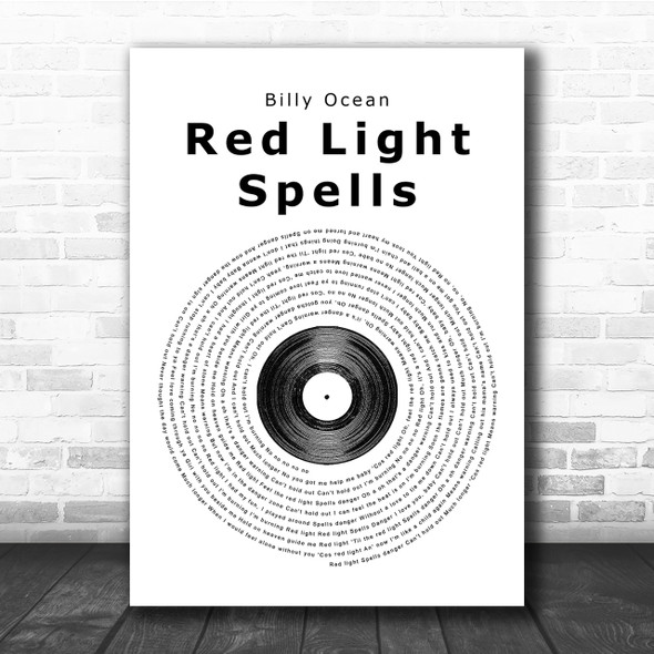 Billy Ocean Red Light Spells Danger Vinyl Record Song Lyric Quote Print