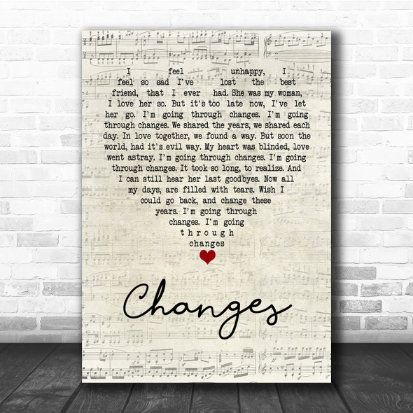 Black Sabbath Changes Script Heart Quote Song Lyric Print