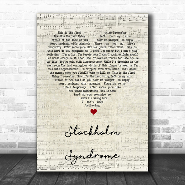 Blink-182 Stockholm Syndrome Script Heart Song Lyric Quote Print