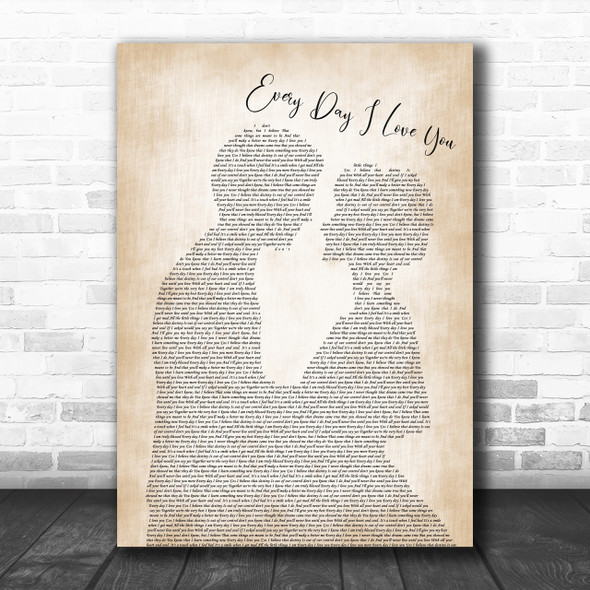 Boyzone Every Day I Love You Man Lady Bride Groom Wedding Print