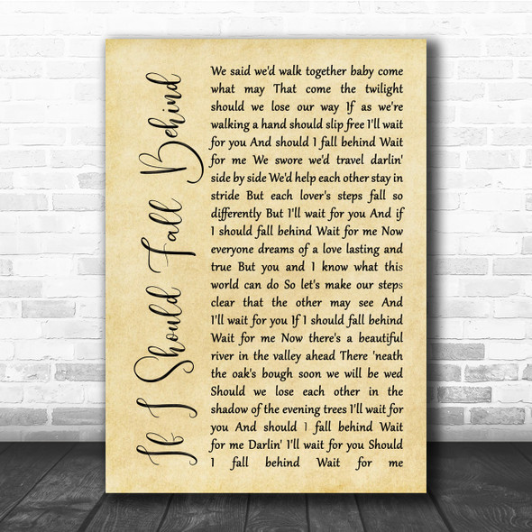 Bruce Springsteen If I Should Fall Behind Rustic Script Song Lyric Quote Print