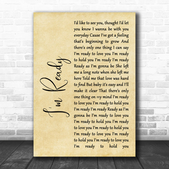 Bryan Adams I'm Ready Rustic Script Song Lyric Quote Print