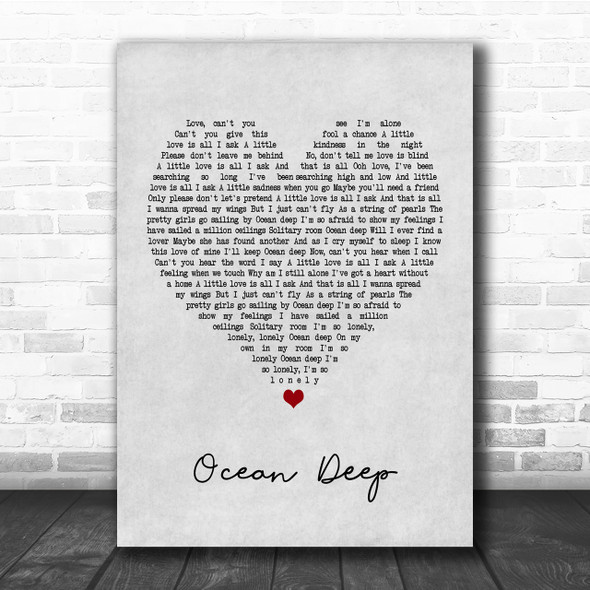 Cliff Richard Ocean Deep Grey Heart Quote Song Lyric Print