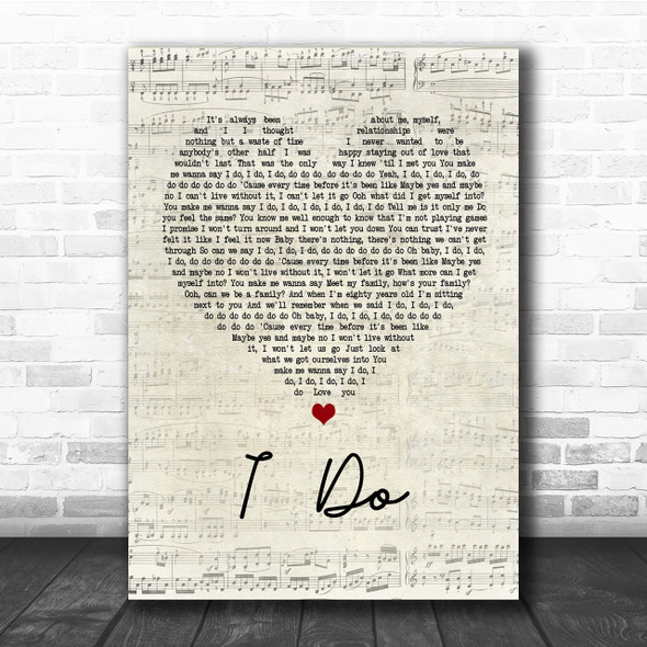 Colbie Caillat I Do Script Heart Song Lyric Quote Print