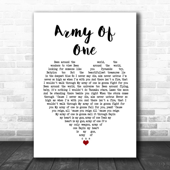 Coldplay Army Of One Heart Song Lyric Quote Print