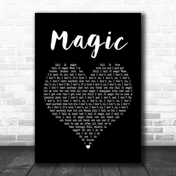 Coldplay Magic Black Heart Song Lyric Quote Print
