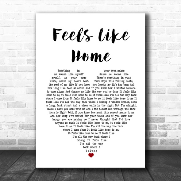 Edwina Hayes Feels Like Home Heart Song Lyric Quote Print