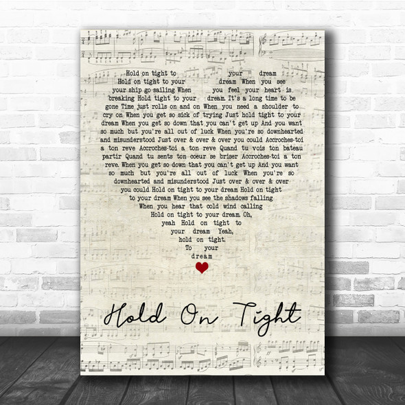 Electric Light Orchestra Hold On Tight Script Heart Quote Song Lyric Print