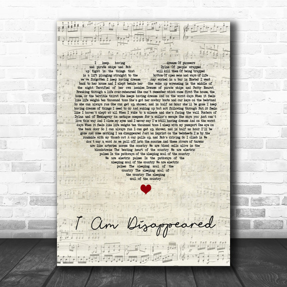 Frank Turner I Am Disappeared Script Heart Song Lyric Quote Print
