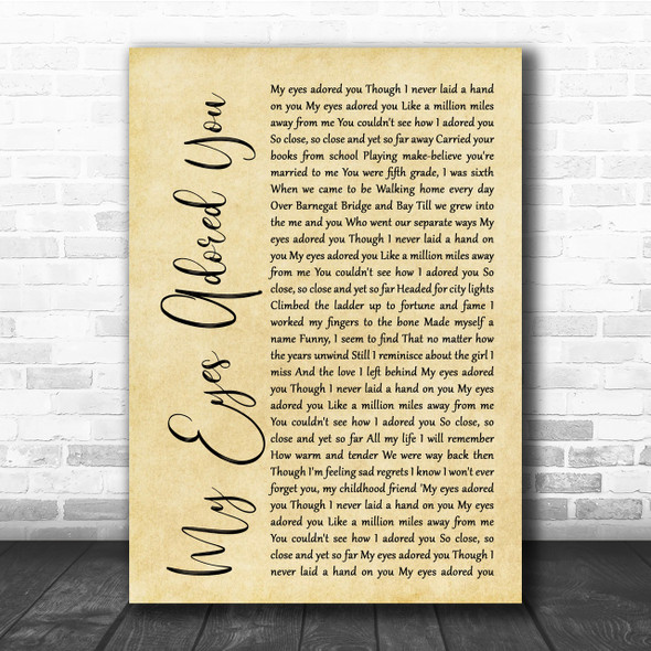 Frankie Valli My Eyes Adored You Rustic Script Song Lyric Quote Print