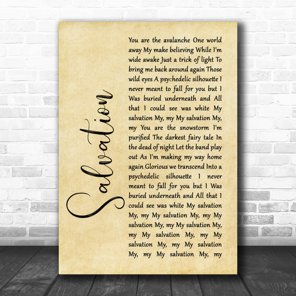 Gabrielle Aplin Salvation Rustic Script Song Lyric Quote Print