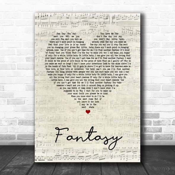 George Michael Fantasy Script Heart Song Lyric Quote Print