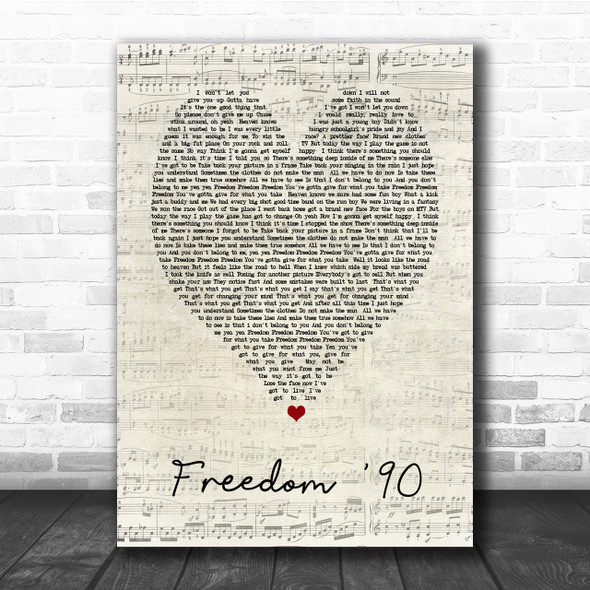 George Michael Freedom '90 Script Heart Song Lyric Quote Print