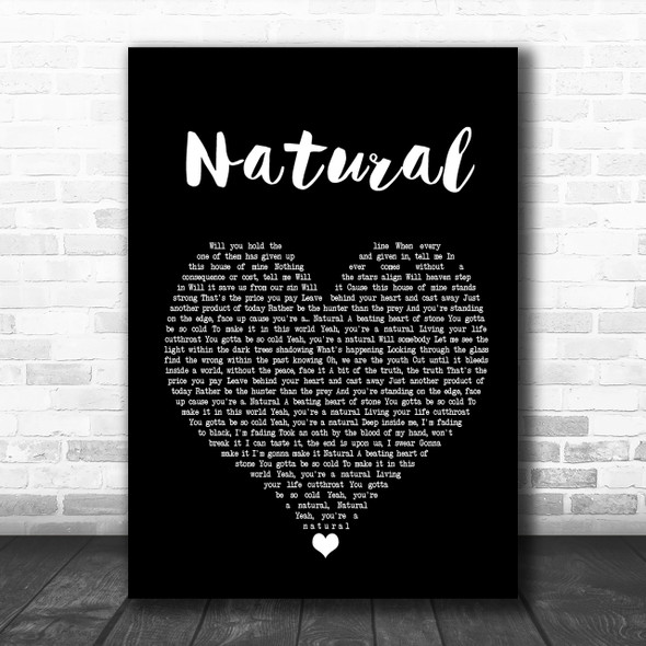 Imagine Dragons Natural Black Heart Song Lyric Quote Print