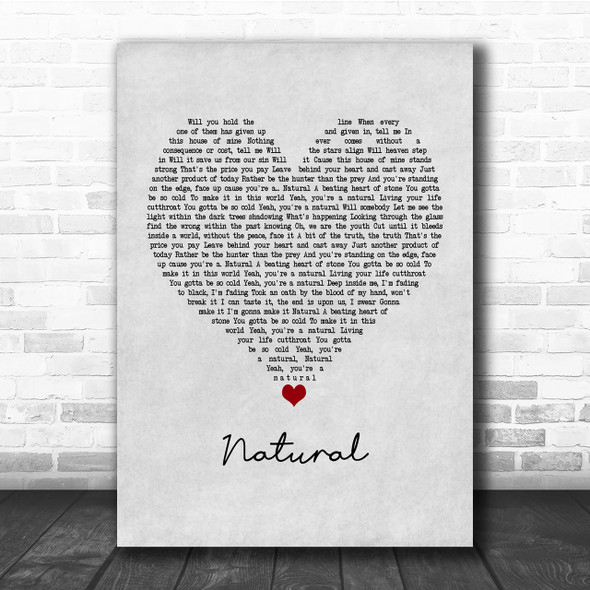 Imagine Dragons Natural Grey Heart Quote Song Lyric Print