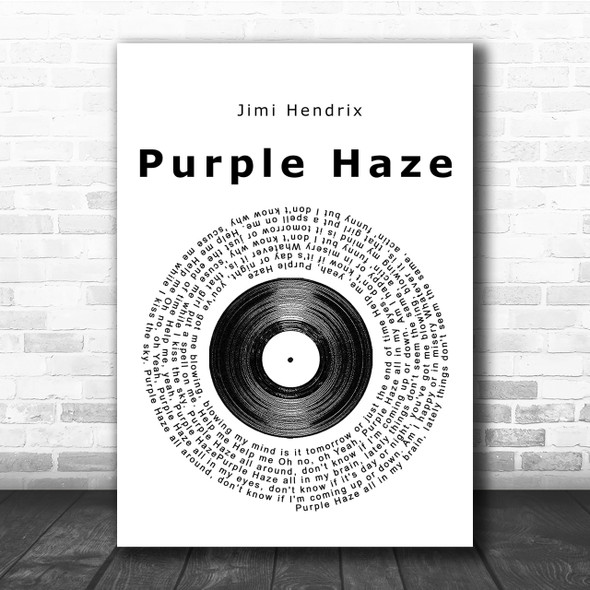 Jimi Hendrix Purple Haze Vinyl Record Song Lyric Quote Print