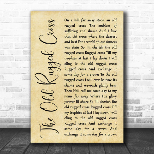 Johnny Cash The Old Rugged Cross Rustic Script Song Lyric Quote Print