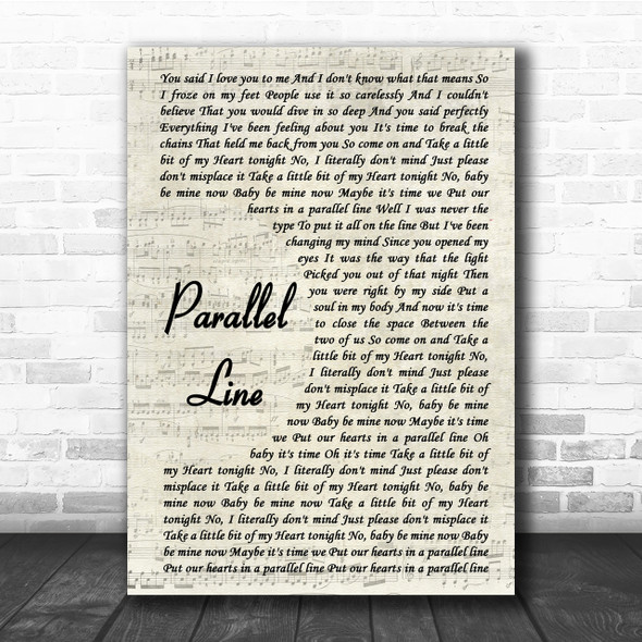 Keith Urban Parallel Line Song Lyric Vintage Script Quote Print