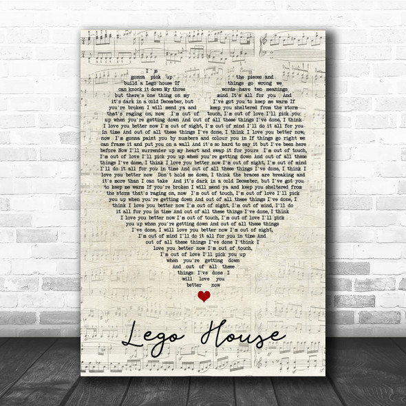 Lego House Ed Sheeran Script Heart Quote Song Lyric Print