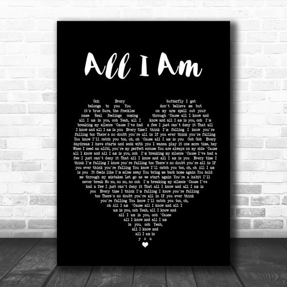 Jess Glynne All I Am Black Heart Song Lyric Music Wall Art Print