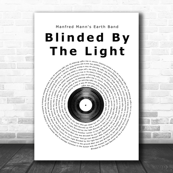 Manfred Mann's Earth Band Blinded By The Light Vinyl Record Song Lyric Print