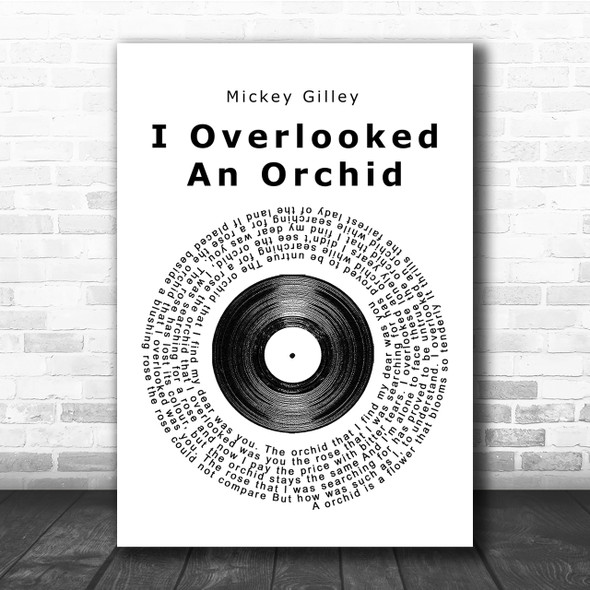 Mickey Gilley I Overlooked An Orchid Vinyl Record Song Lyric Quote Print
