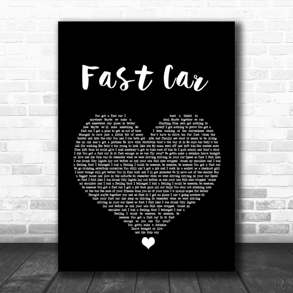 Tracy Chapman Fast Car Black Heart Song Lyric Music Wall Art Print