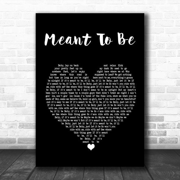 Bebe Rexha Meant To Be Black Heart Song Lyric Music Wall Art Print