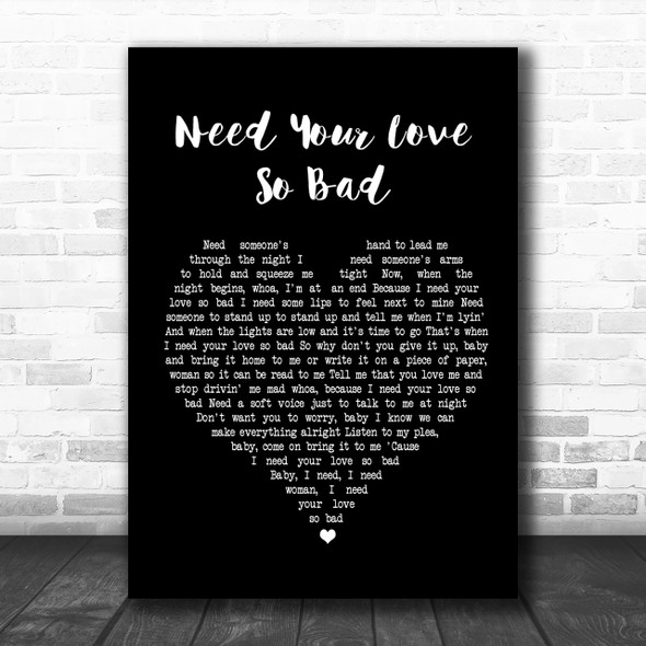 Fleetwood Mac Need Your Love So Bad Black Heart Song Lyric Music Wall Art Print